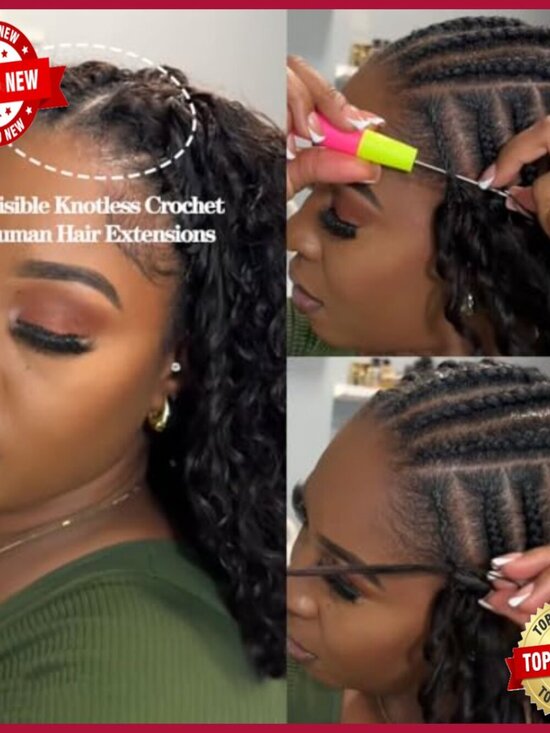 Deep Wave Crochet Human Hair Extensions 14in 60g Pre-Separated Feather Line main image 7